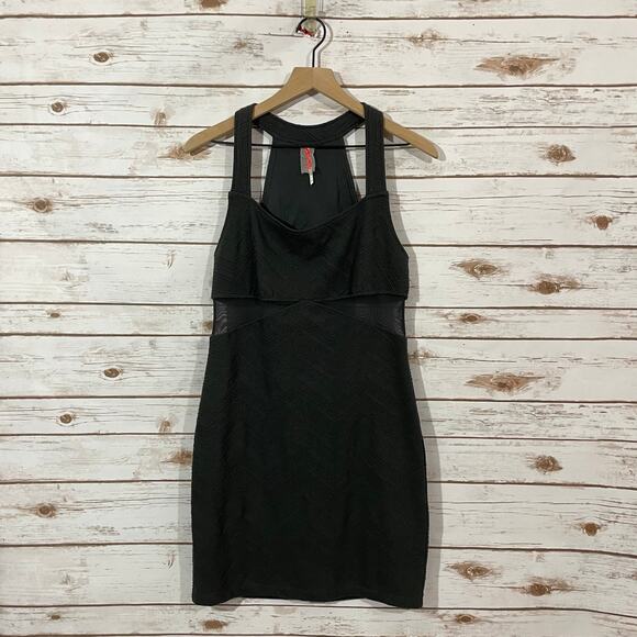 Free People Zig Zag Bodycon Dress - Washed Black - Large - Picture 12 of 13